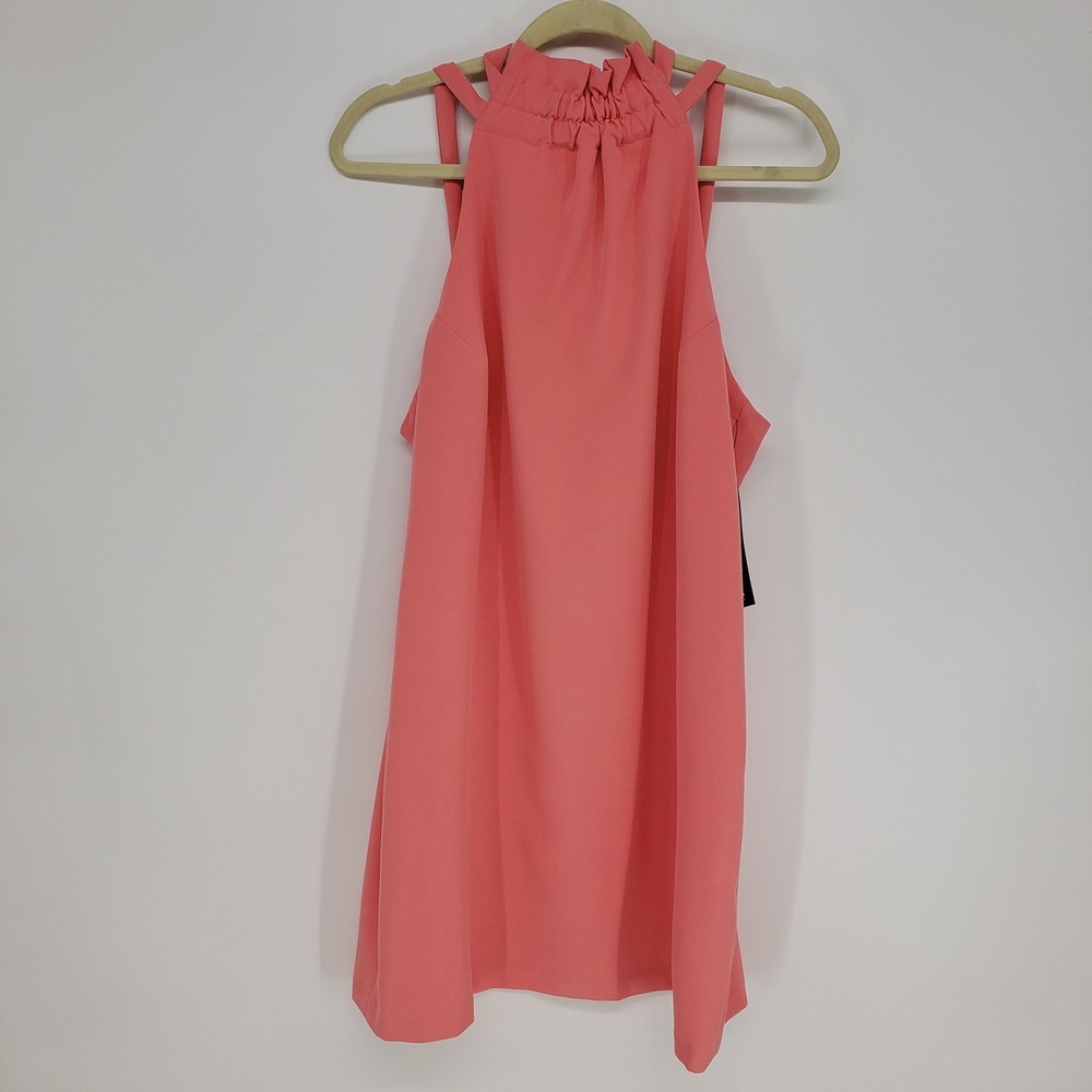 Clover and Sloane Halter Mini Dress Sz Large Coral Pink Open Back Tie Sleeveless